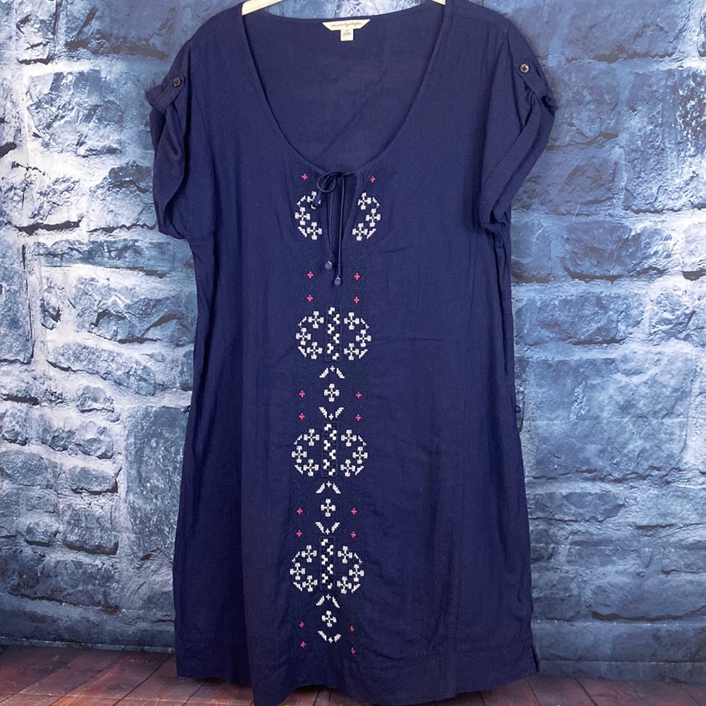 American Eagle Outfitters Embroidered Tunic Lightweight Dress